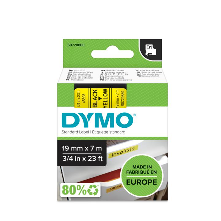 Dymo D1 Label Maker Tape 45808, Black On Yellow (19mm X 7m)
