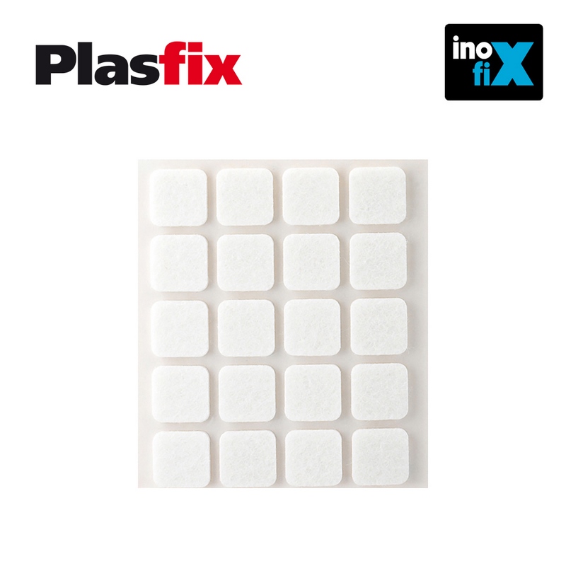 Pack 20 Feltros Adesivos Sinteticos Brancos 17x17mm Plasfix Inofix