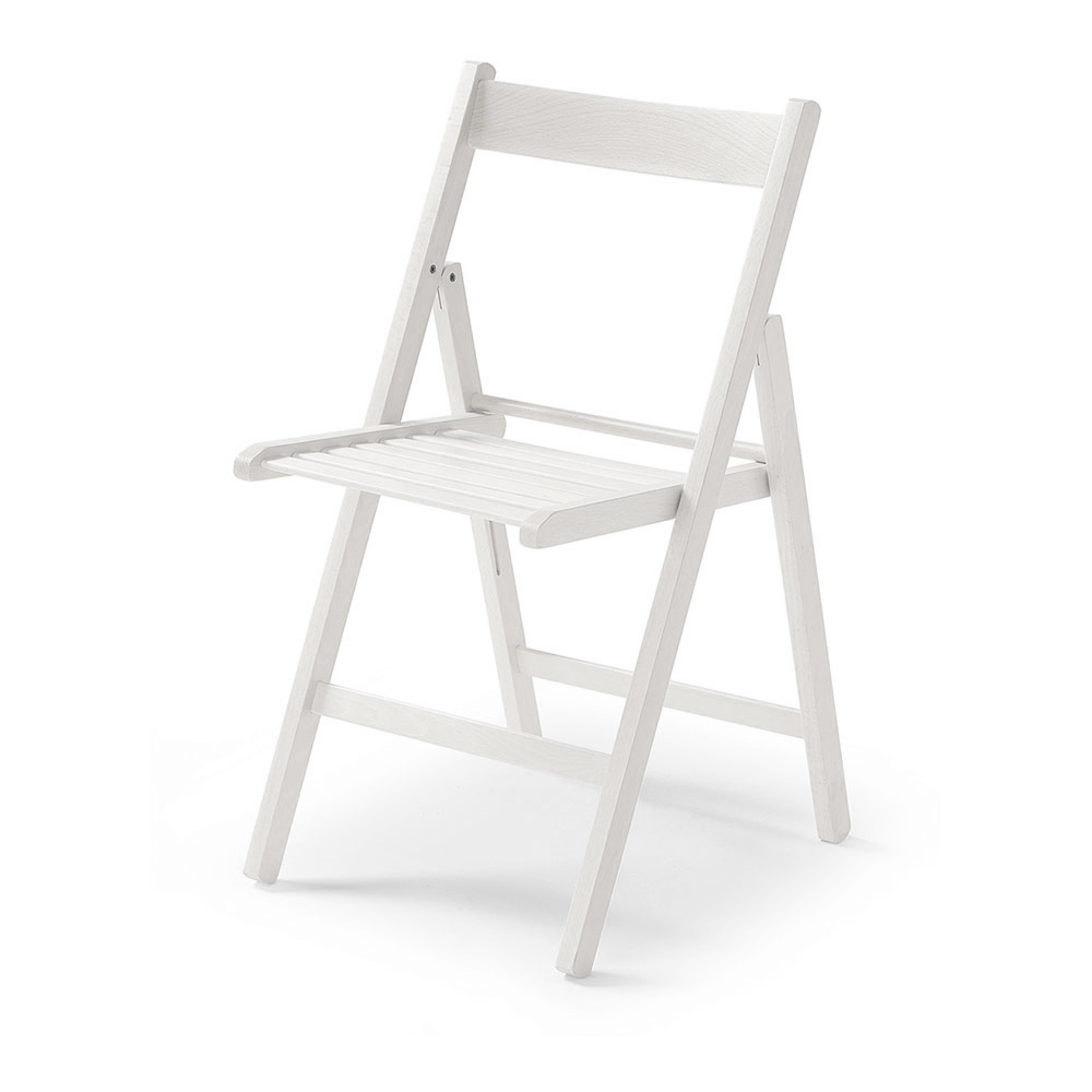 Cadeira Dobravel de Madeira Natural Cor Branco Bruta 79x42,5x47,5cm