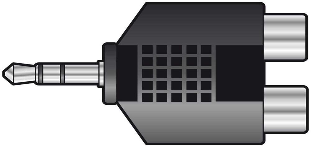 Adaptor 3.5mm Stereo Jack Plug - 2 Rca Phono Sockets