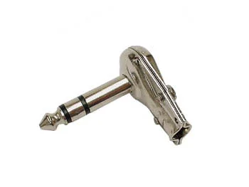 6.35mm 90&ordm; Male Jack Connector - Nickel Stereo