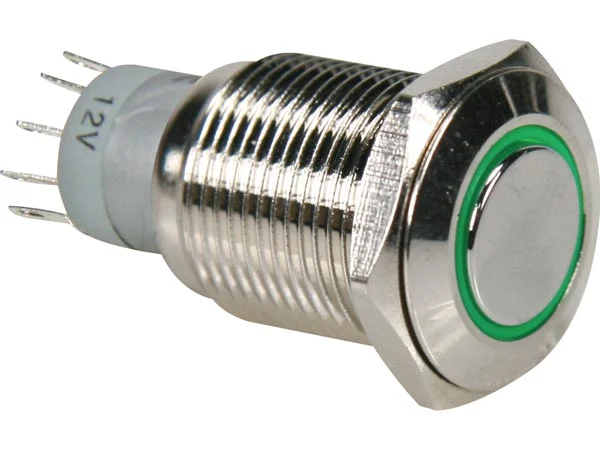 Pulsador Met&aacute;lico Spdt 1no 1nc - Luz Verde