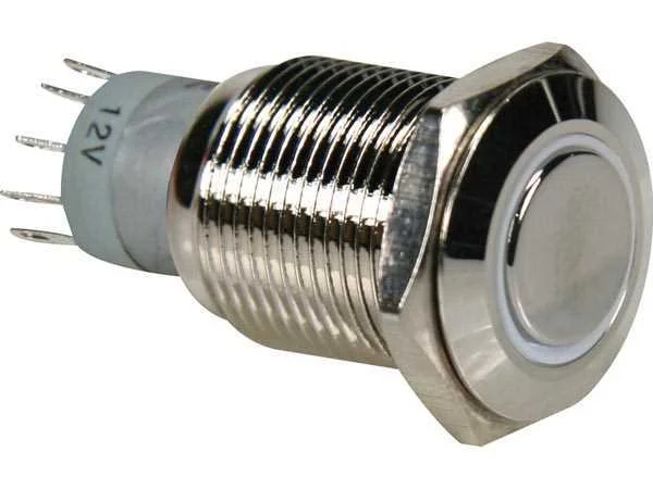 Round Metal Push Button Spdt 1no 1nc - White Ring