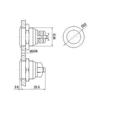 Flat Stainless Steel Push Button Spst 1no