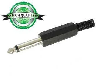 Conector Jack Macho 6.35mm - Pl&aacute;stico Negro Mono