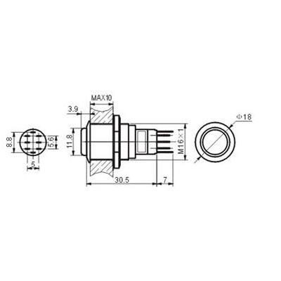 Interruptor Pulsador Metalico - 1no 1nc