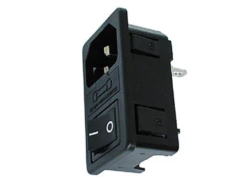 Male Ac Power Socket, Chassis Type With Switch And Fuseholder