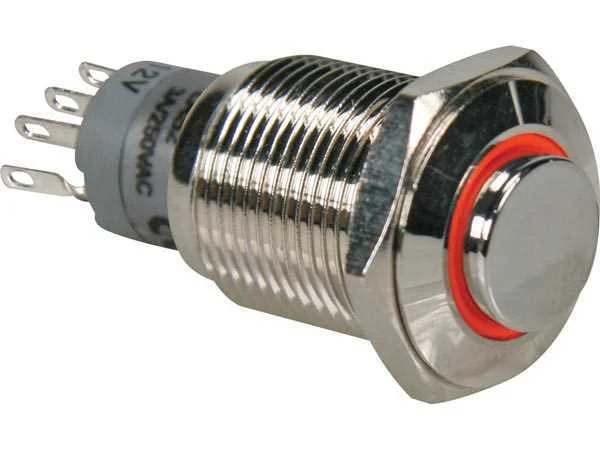 Interruptor Pulsador Metalico - 1no 1nc-Lar. Anel