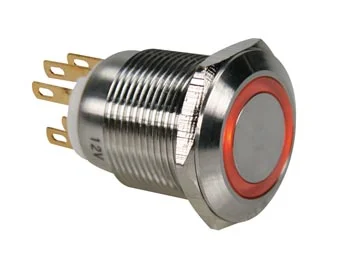 Interruptor Puls. em A&ccedil;o Escovado - 1no 1nc- Lar.