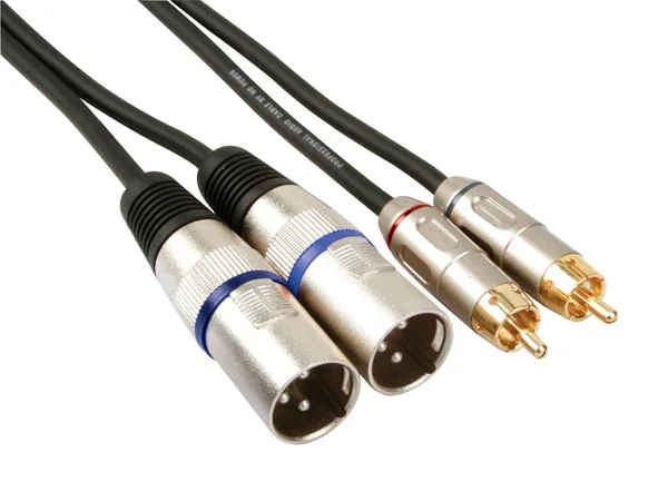 Cabo Paralelo 2 Xlr Macho para 2 Rca Macho 1m