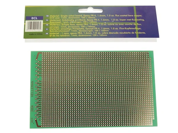 Placa Eurocard Padr&atilde;o Linha Completa - 100x160mm - Fr4 (1unid/Emb.)