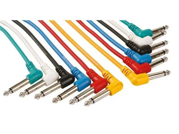 Conjunto 6 Cabos Jack 6.5mm Macho/Macho 90&ordm; 1mt
