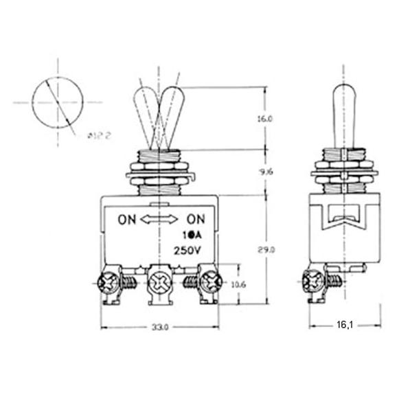 Interruptor Maxi Toggle - On-On 10a/250v