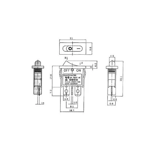 Interruptor Rocker 6a-250v - On-Off