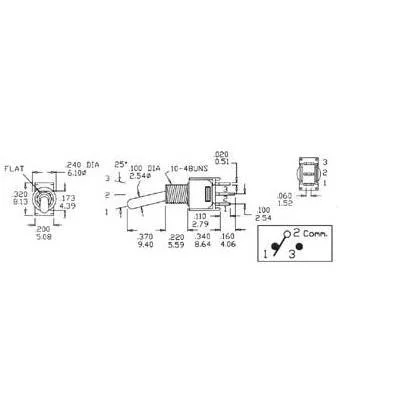 Interruptor Vertical em Miniatura Toggle-On-Off-On