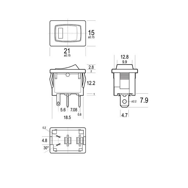 Interruptor Rocker 5a-250v - On-Off -  Re.