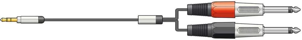 Classic Audio Lead 3.5mm Stereo Jack - 2 Mono Jack Plugs 1.5m