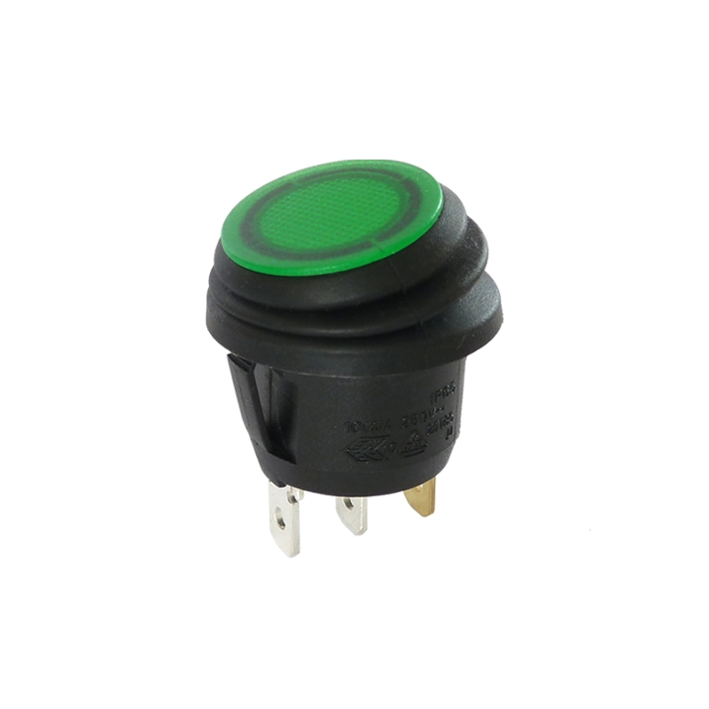 Interruptor Rocker Redondo Spst/On-Off Verde Ip65