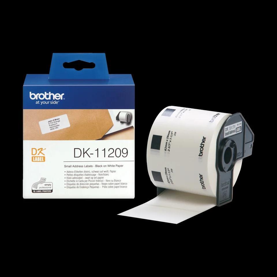Brother	adress-Etiketten Dk-11209 F?r Ql-500/550/650td/ 1050/1050n/1060/1060n (29x62mm) (800stk.)