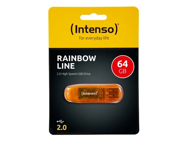 Mem&oacute;ria Usb Intenso Faelap0282 Usb 2.0 64 Gb Laranja 64 Gb Mem&oacute;ria Usb 