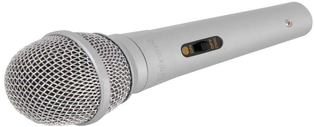 Microfone de Mao Dinamico Prateado