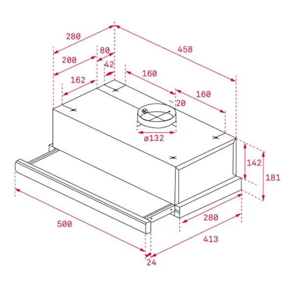 Teka Tl1 52 Semi Built-In (Pull Out) Stainless Steel 332 M3/H