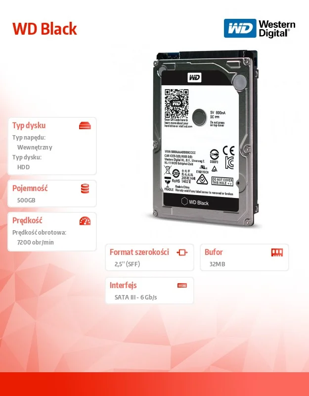 Disco 2.5 Nb 9.5mm 500gb Wd Black 32mb Sata 6gb/S.