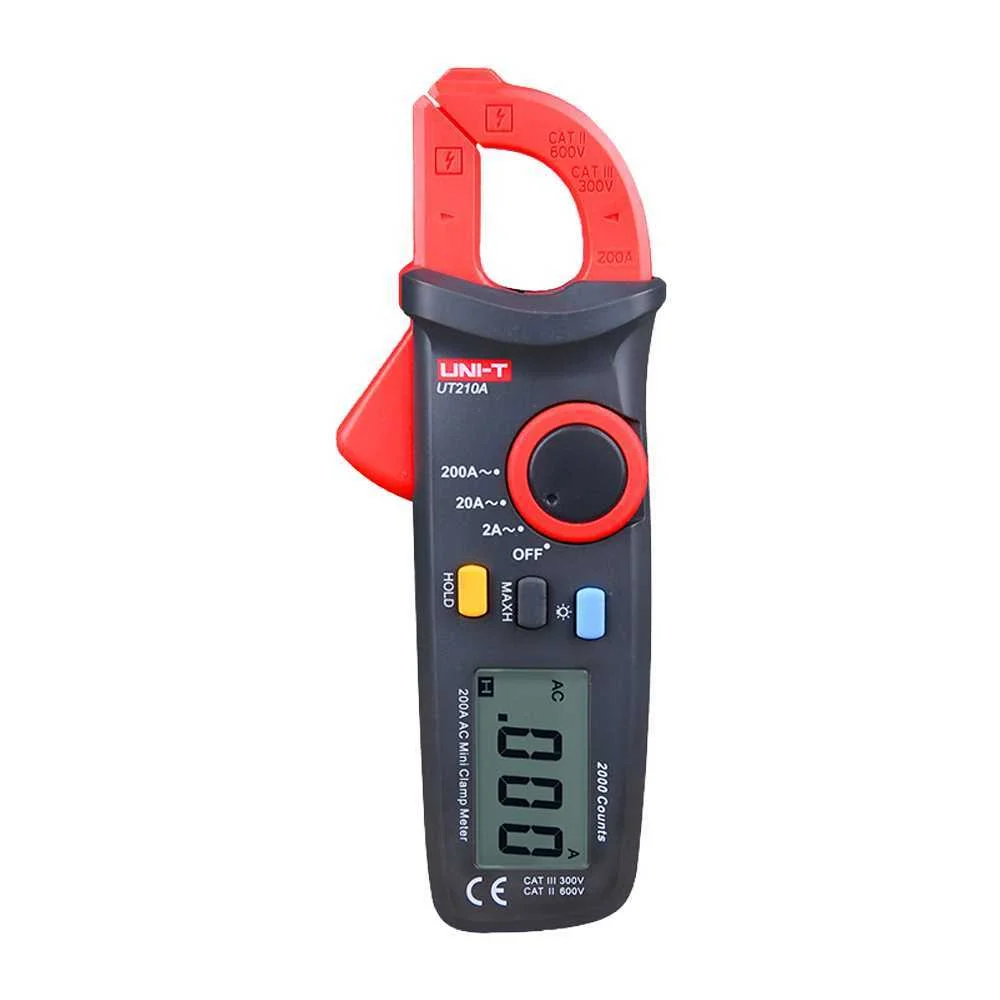 Mini Pinza Amperim&eacute;trica - Pantalla LED de Hasta 2000 Cuentas - Medici&oacute;n Ac Hasta 200a - Buzzer Para