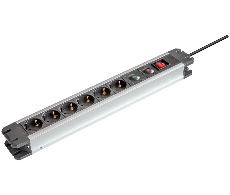 Regleta de 1e:6s Schuko Con Interruptor Y Protecc.