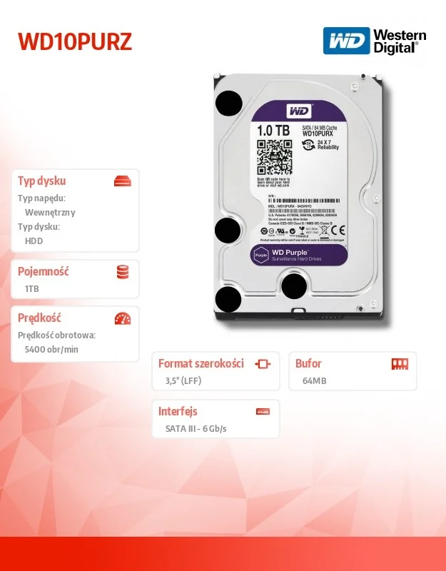 Western Digital Purple 3.5  1000 Gb Serial Ata Iii