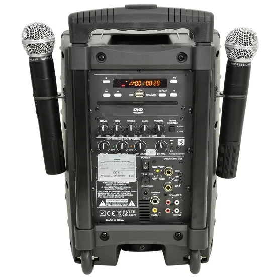 Sistema Pa Portatil C/Micros Uhf Bluetooth Y Dvd