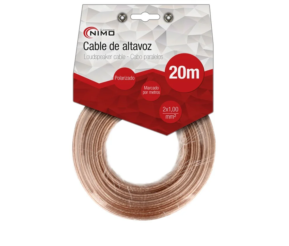 Cabo de Coluna 2x1.0mm&sup2; Transparente Polariz.20m