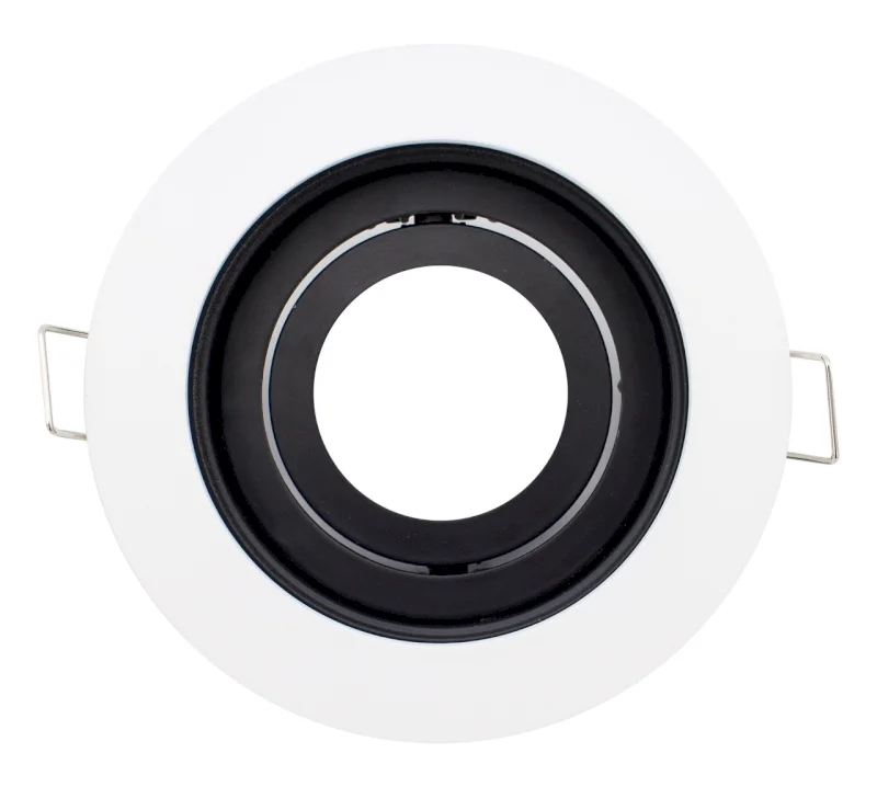 Aro Gu10 Redondo Basculante Recuado Branco e Preto