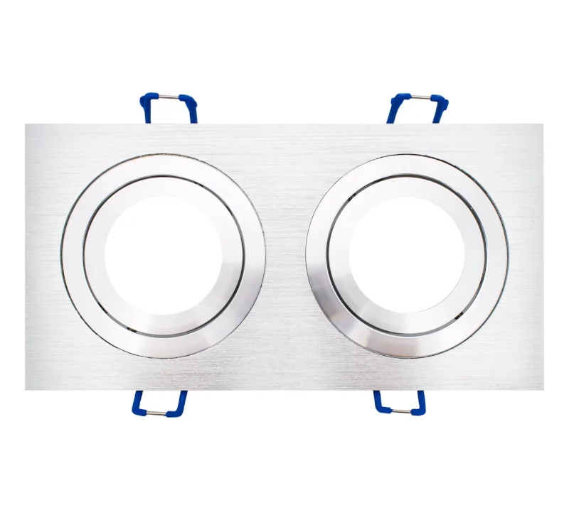 Aro Duplo M&oacute;vel Quadrado Aluminio Gu10 A&ccedil;o Escovad