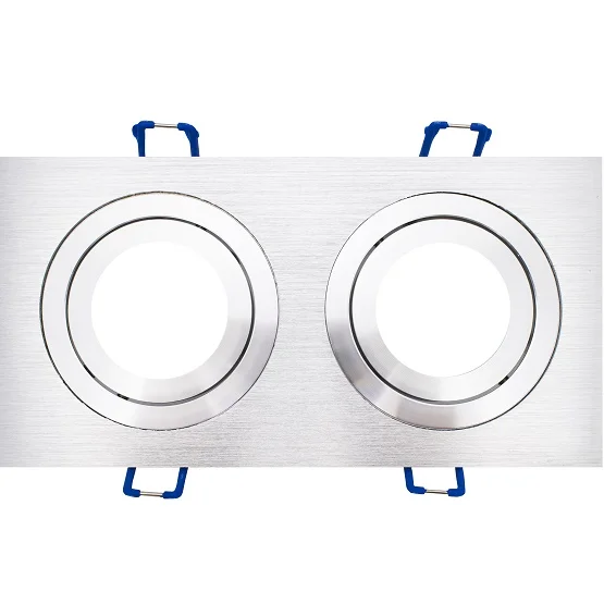 Aro Duplo M&oacute;vel Quadrado Aluminio Gu10 A&ccedil;o Escovad