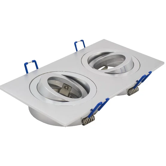 Aro Duplo M&oacute;vel Quadrado Aluminio Gu10 A&ccedil;o Escovad