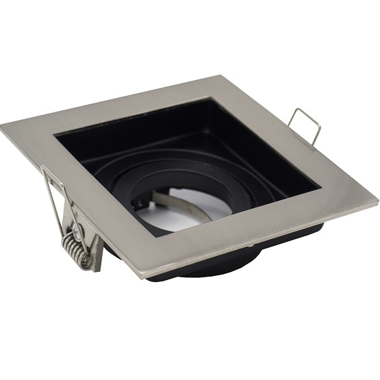 Aro Movel Quadrado Aluminio Gu10 Niquel E Preto