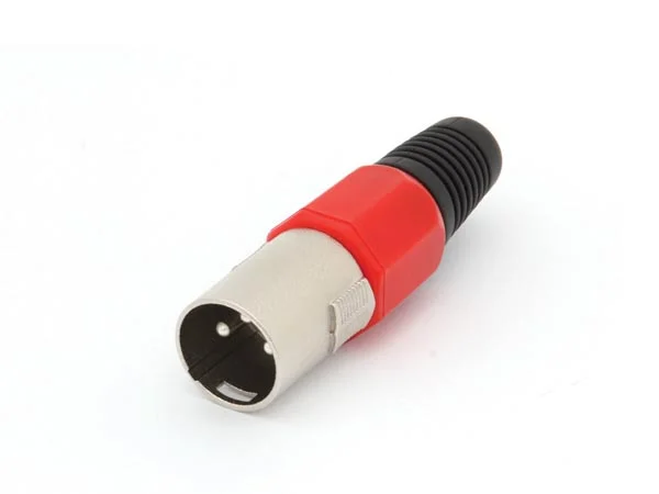 Enchufe Xlr Macho 3p - N&iacute;quel - Rojo