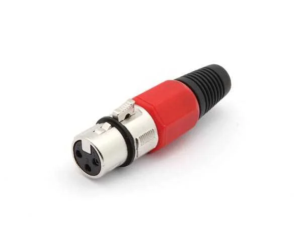 Conector Xlr 3p Hembra - N&iacute;quel - Rojo