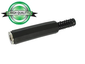 6.35mm Plastic Boot Nickel Female Jack Connector - Mono - Black