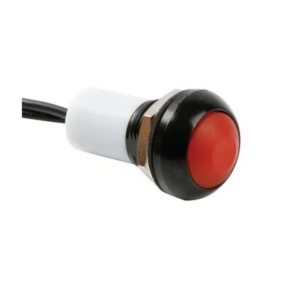 Mini Interruptor de Pulso. Rojo Metalizado Bot&oacute;n .