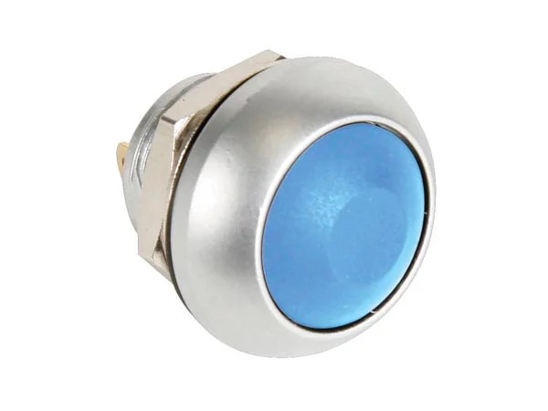 Miniinterruptor Pulsador Met&aacute;lico Azul 1p