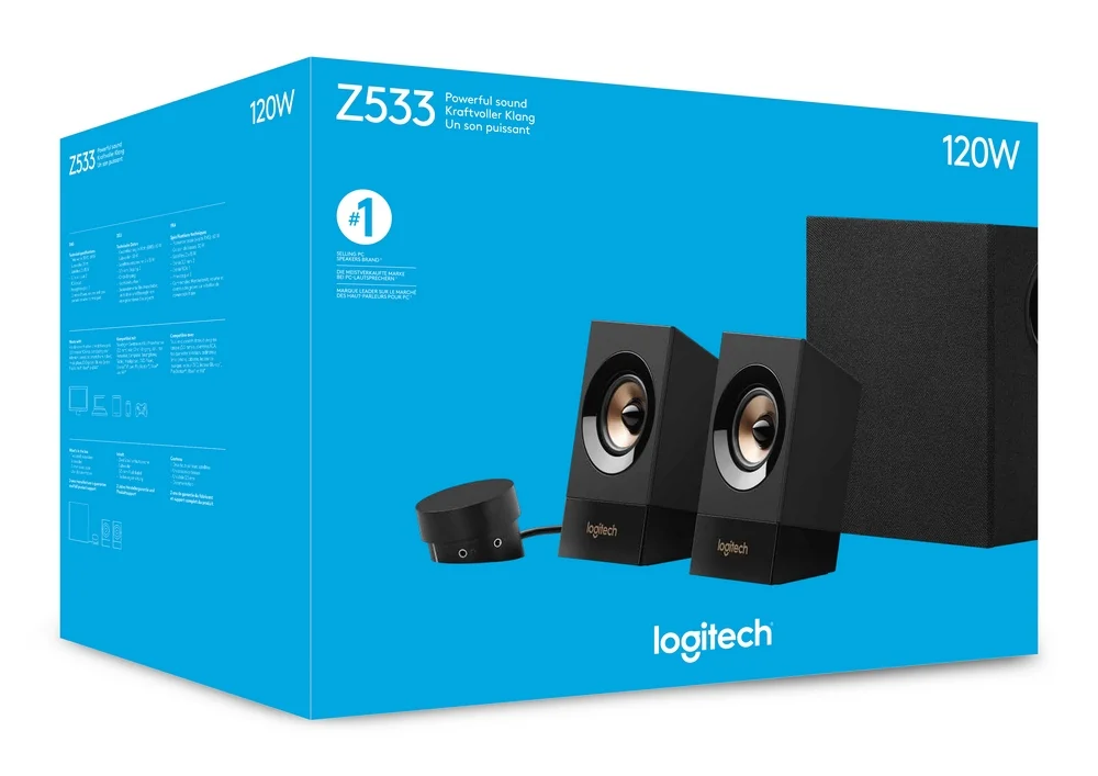 Colunas Logitech Z533 Stereo 2.1 120w Peak / 60w Rms Preto