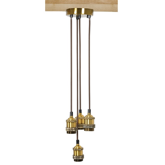 Candeeiro Pendente E27 Quad Dourado Antigo
