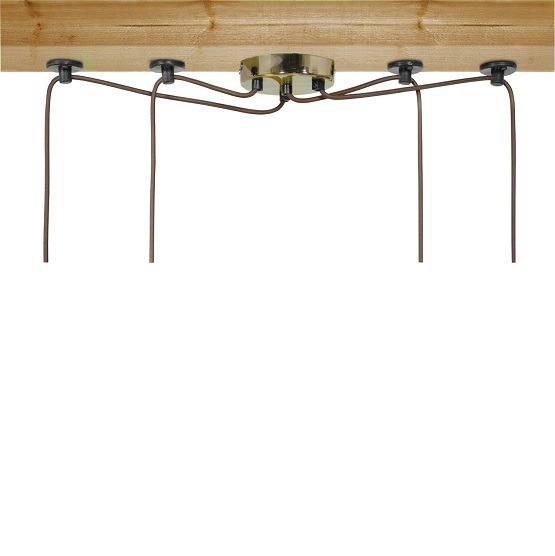 Candeeiro Pendente E27 Quad Dourado Antigo