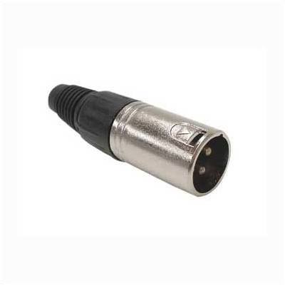 Ficha Xlr Macho 3 Pinos Niquel Prote&ccedil;&atilde;o Preto