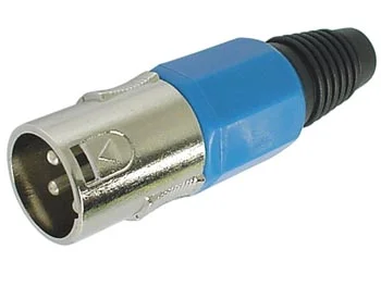 Ficha Xlr Macho 3 Pinos Azul Niquel