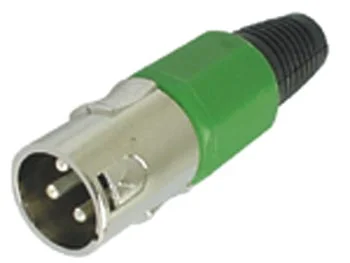 Ficha Xlr Macho 3 Pinos Niquel Prote&ccedil;&atilde;o Verde