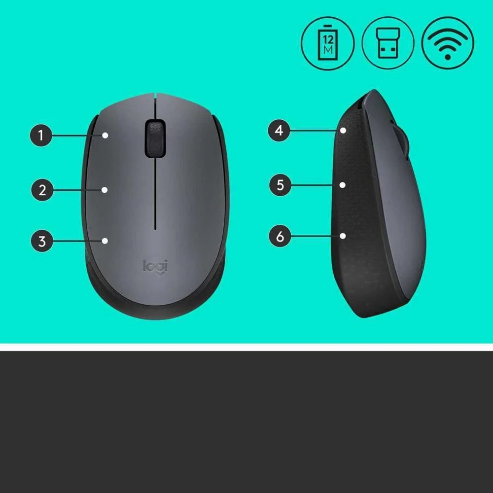 Rato &Oacute;ptico Logitech M170 Wireless 1000dpi Cinza/Preto