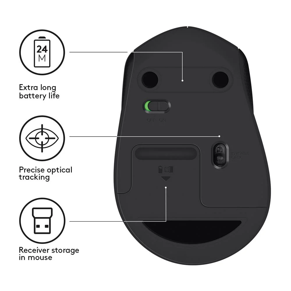 Rato Sem Fios &Oacute;tico Logitech 910-004909 1000 Dpi